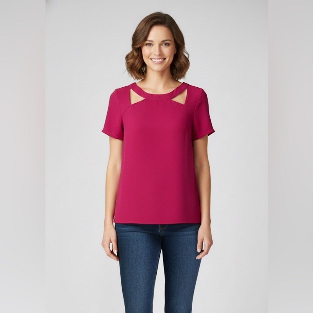Tobi hot pink cutout tunic top size small